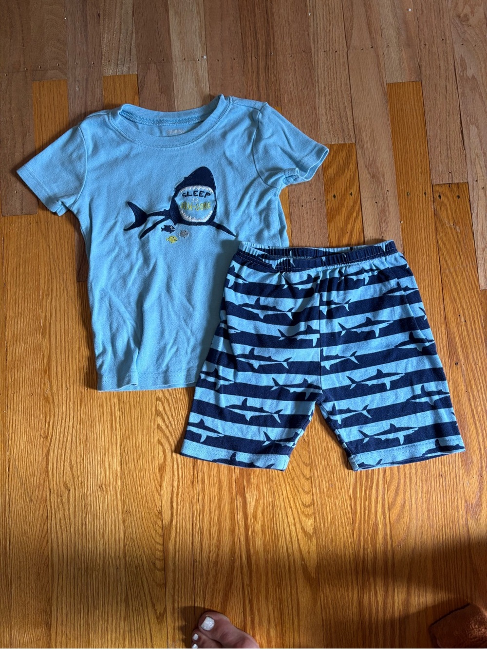 Gymboree Light Blue Shark Short Sleeve Pajama Set